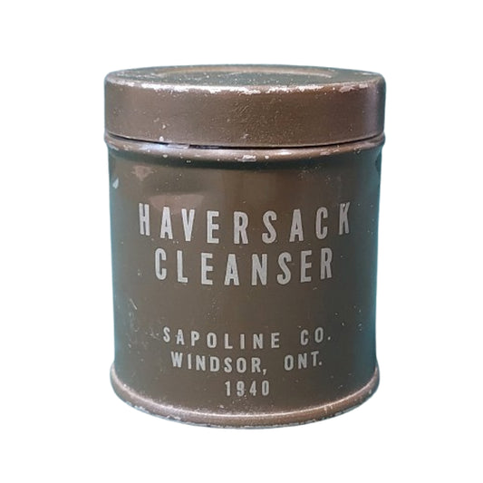 WW2 Canadian Haversack Respirator Cleanser Tin With Contents 1940