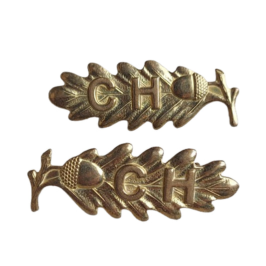 WW2 Canadian The Calgary Highlanders Brass Shoulder Title Pair Birks