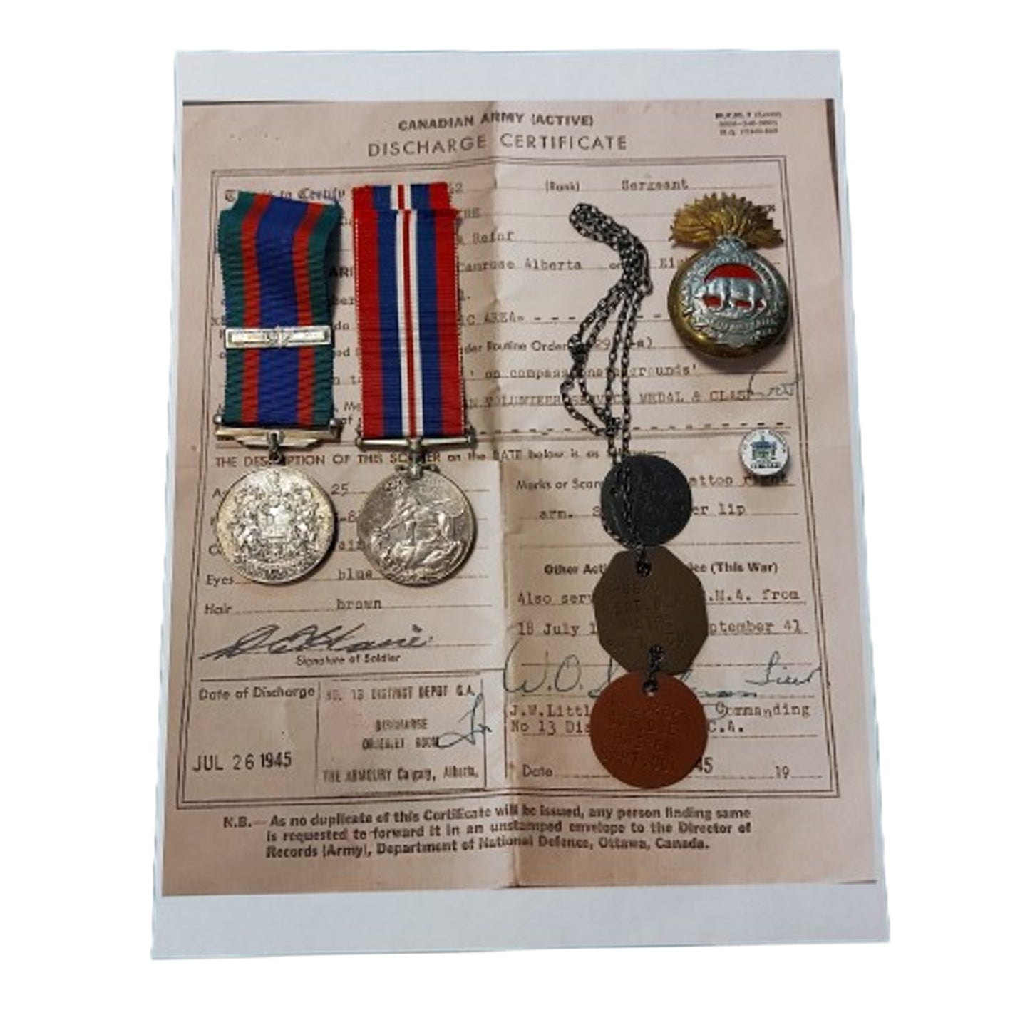 WW2 Canadian Medal Set 39th Field Battery RCA