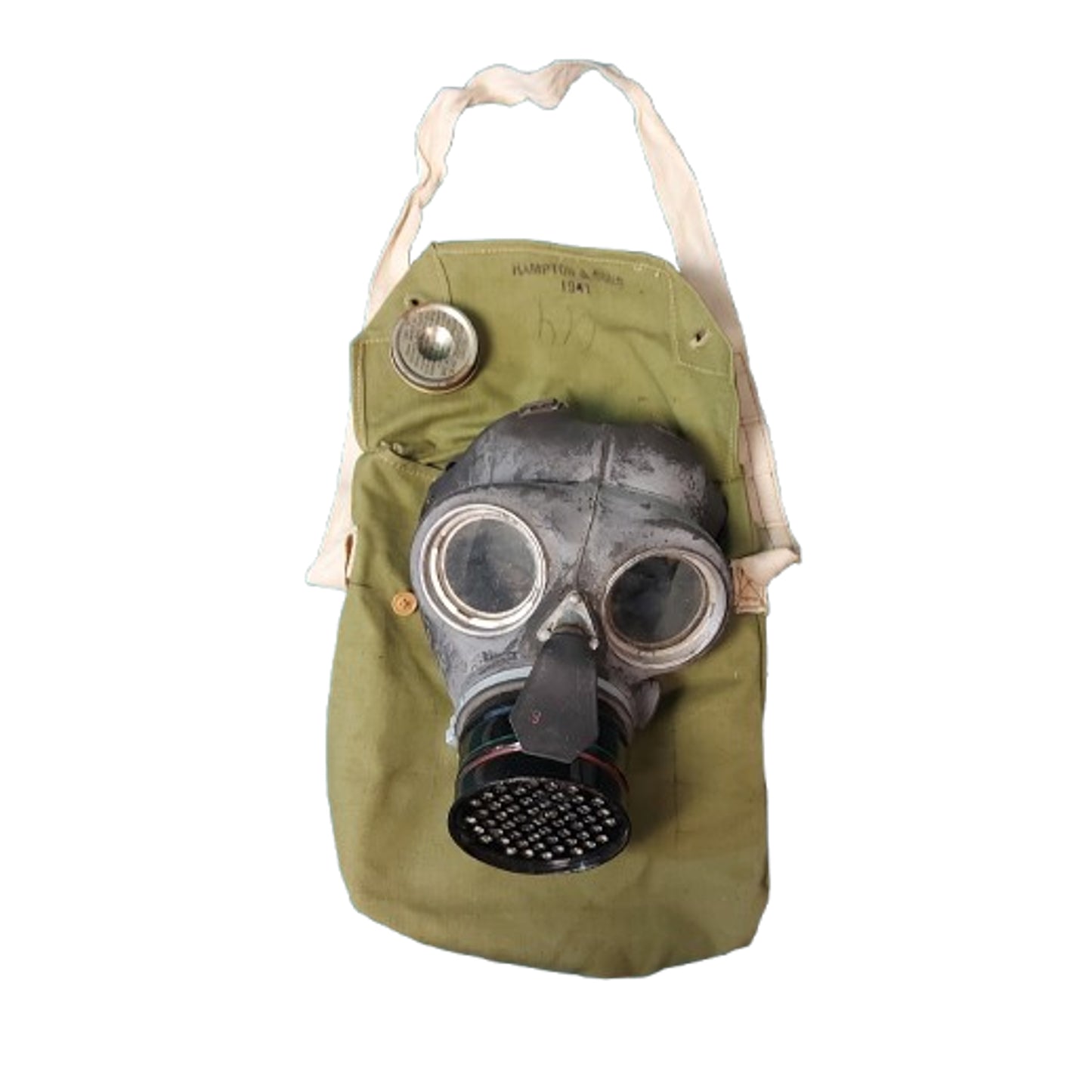 WW2 British Civil Defence Gas Mask In Carry Bag 1942