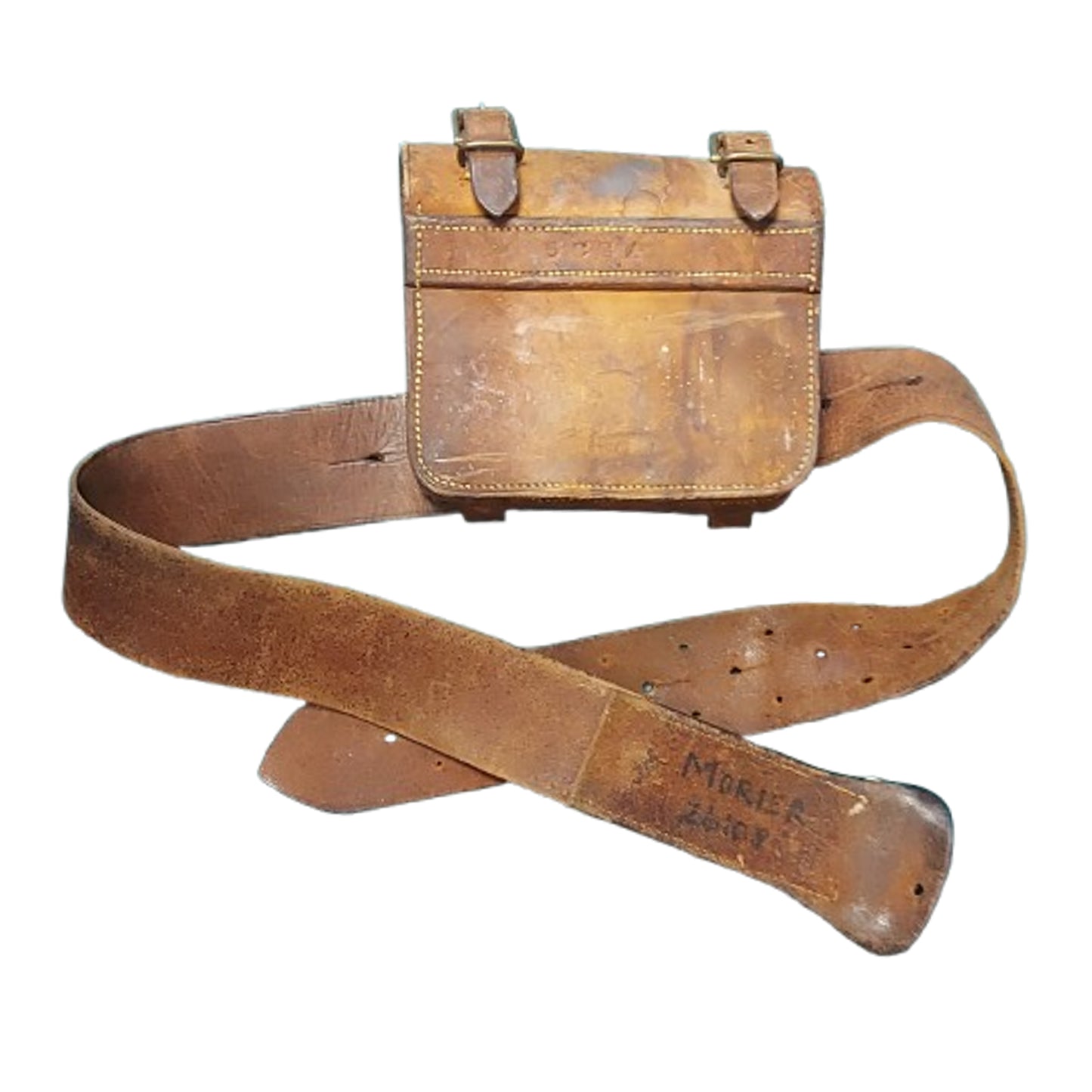 WW1 Canadian CEF 1916 Pattern Named Leather Belt And Ammunition Pouch 5CGA