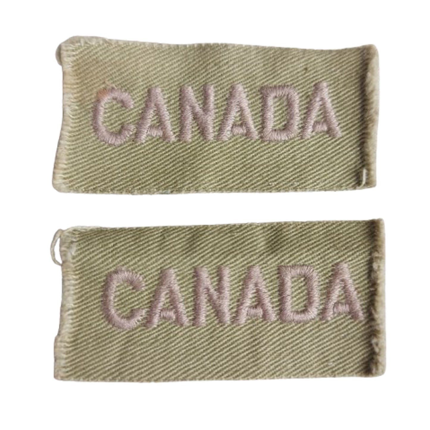 WW2 Canadian Tropical Uniform CANADA Cloth Shoulder Title Pair