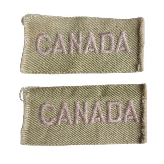 WW2 Canadian Tropical Uniform CANADA Cloth Shoulder Title Pair
