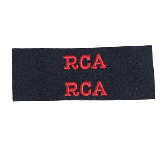 WW2 RCA Royal Canadian Artillery Cloth Shoulder Title Slip-On Pair