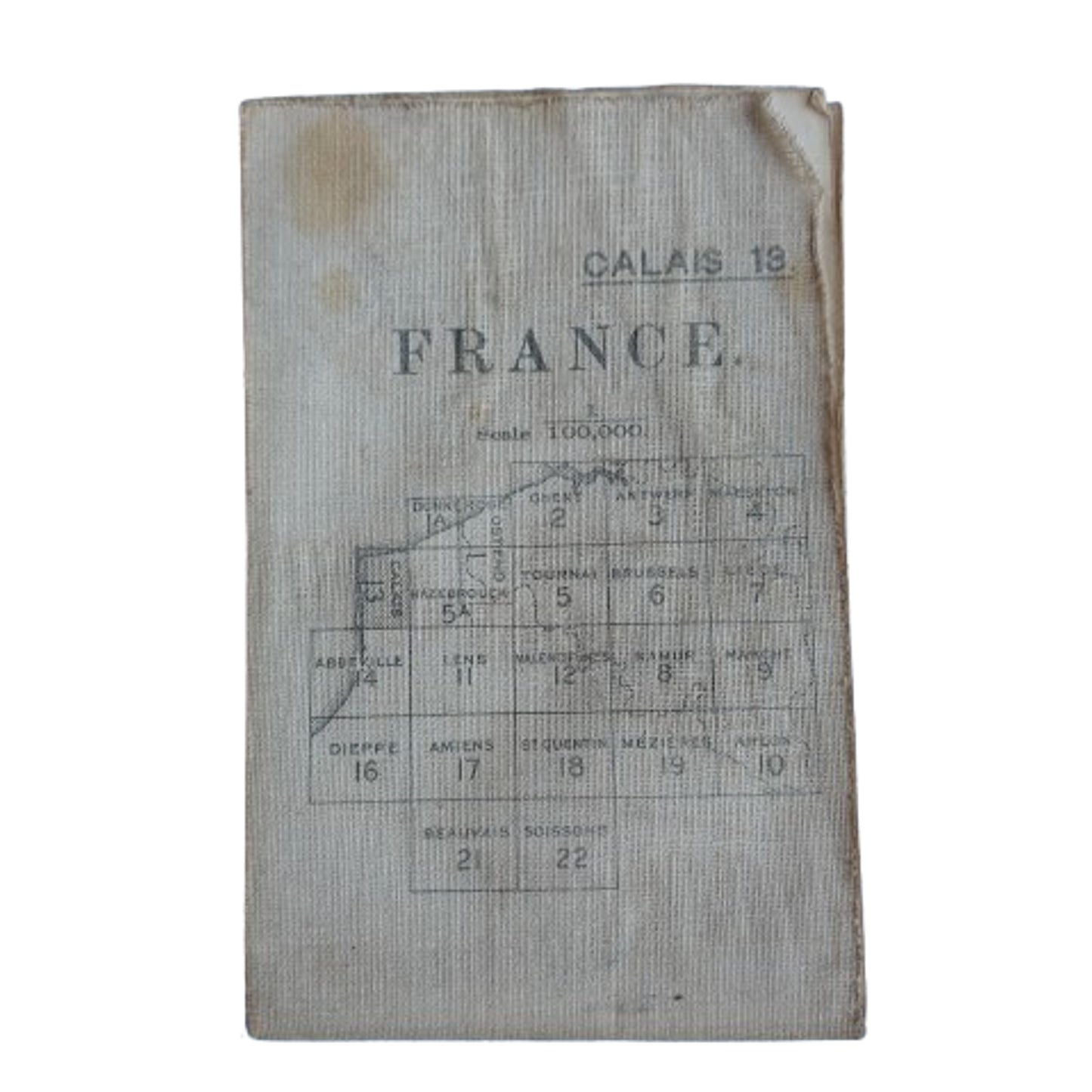WW1 British Linen Ordnance Map Calais France 1915