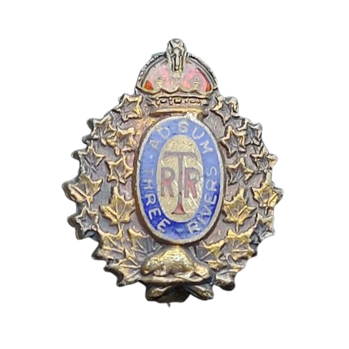 WW2 Canadian Three Rivers Regiment Stirling And Enamel Lapel Pin