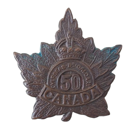 WW1 Canadian 50th Overseas Battalion Collar Badge #1