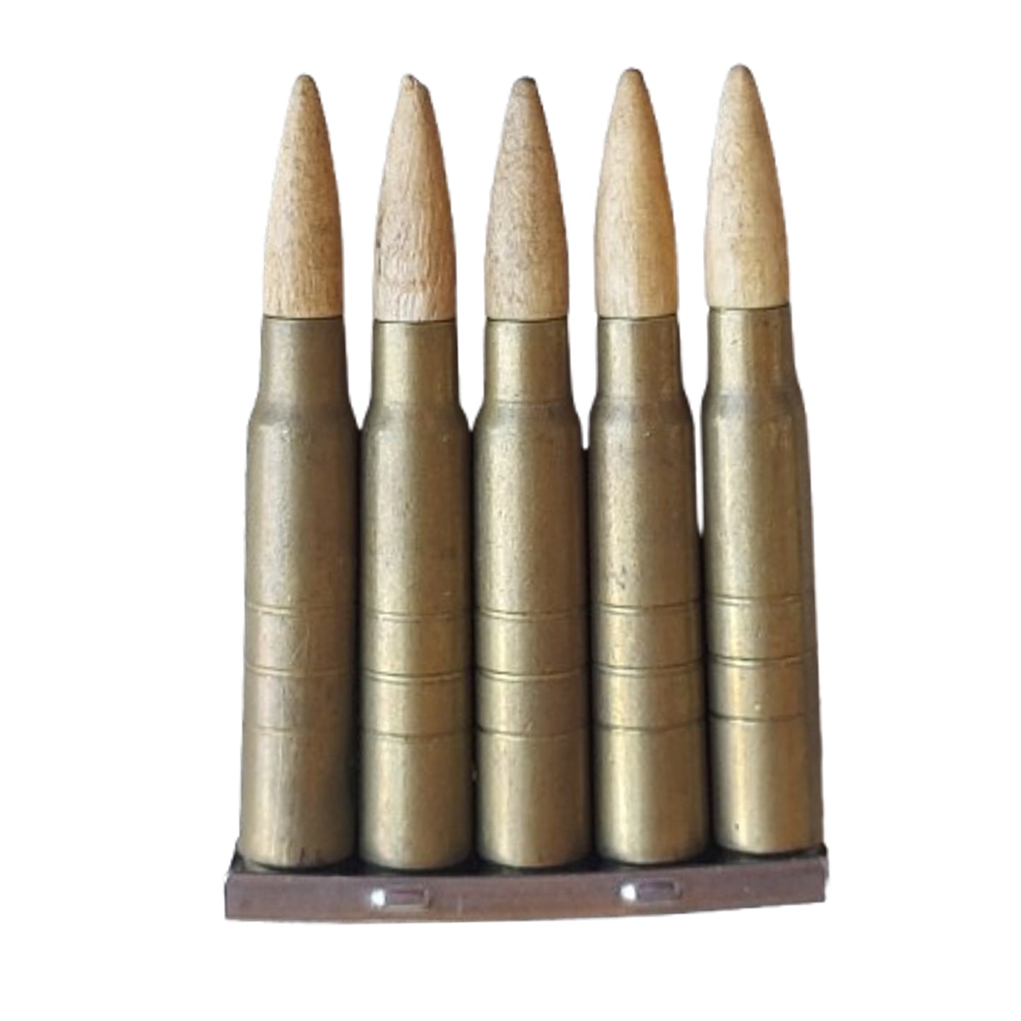 WW2 German Inert 8mm Mauser Wood Training Rounds On Stripper Clips