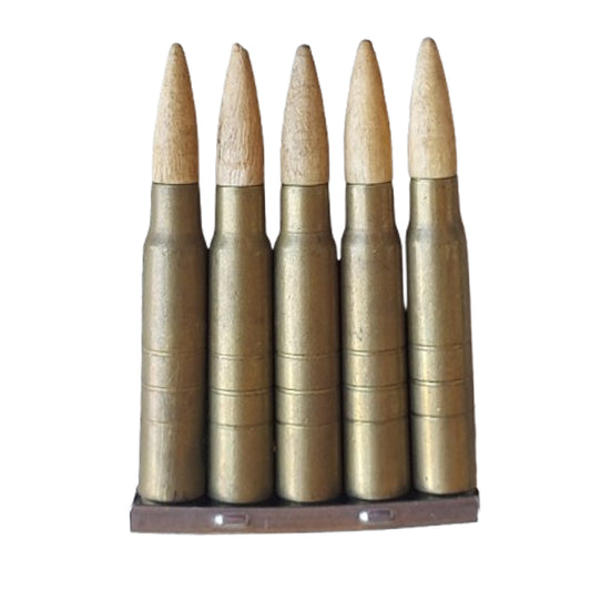 WW2 German Inert 8mm Mauser Wood Training Rounds On Stripper Clips