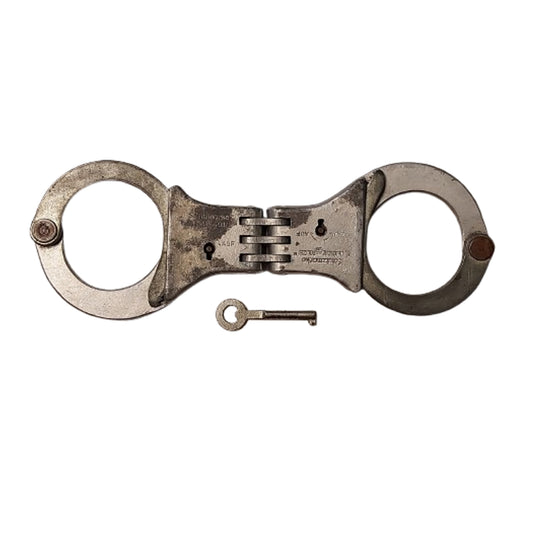 Pre-WW2 German Weimar Republic Hinged Polizei Handcuffs With Key