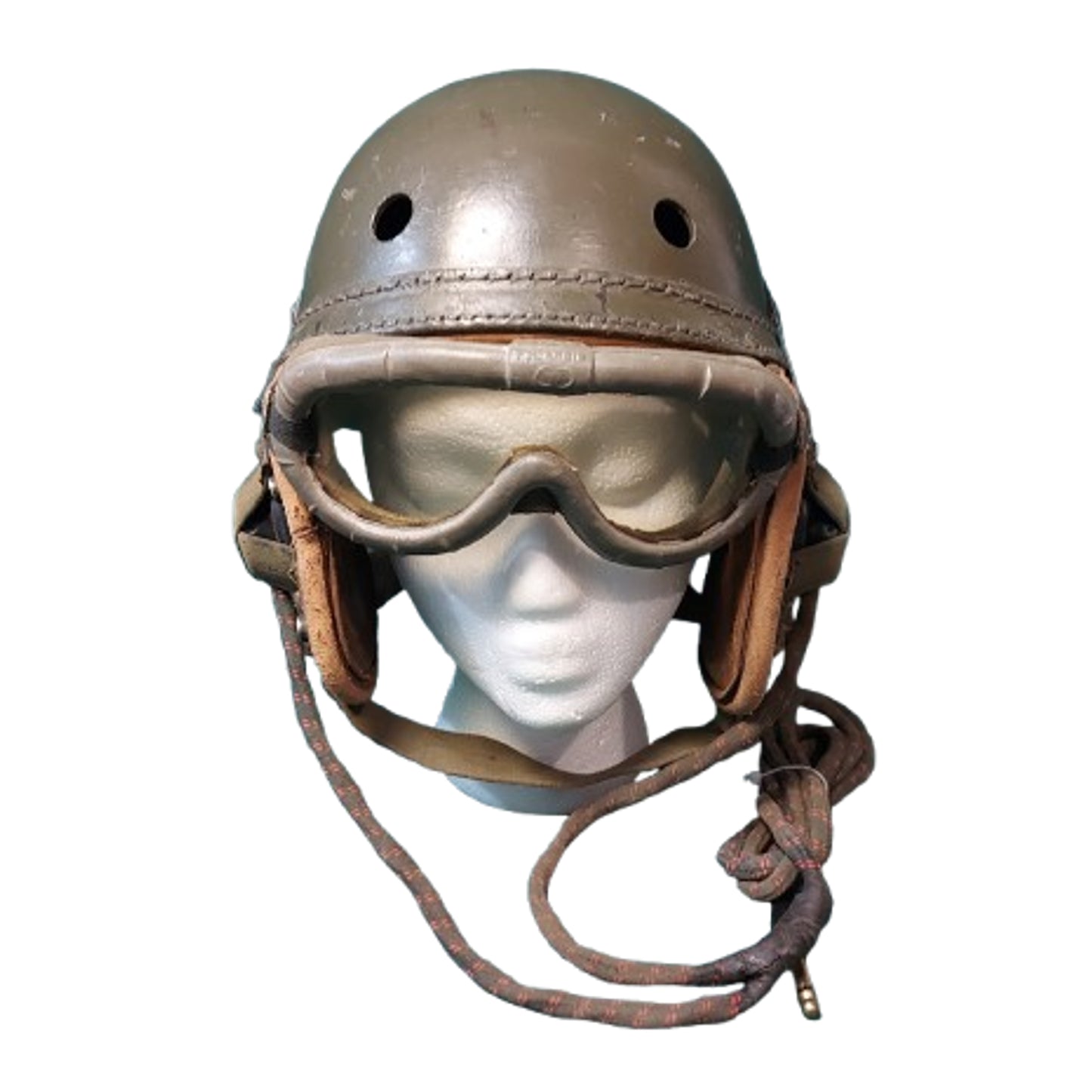 Post-WW2 Belgium Army 2nd Type Tankers Helmet With Goggles