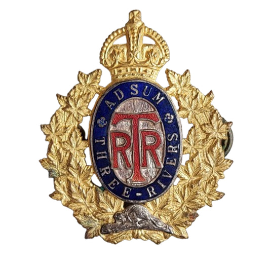 WW2 Canadian Three Rivers Regiment Officer's Cap Badge Scully Montreal