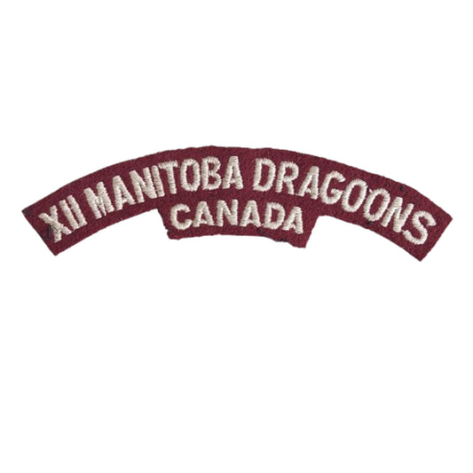 Post-WW2 Canadian 12th Manitoba Dragoons Cloth Shoulder Title