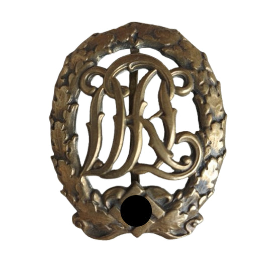 WW2 German DRL Sports Badge In Bronze Maker Marked Wernstein Jena