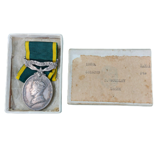 WW1 Territorial Efficiency Medal In Case Of Issue - Essex Regiment