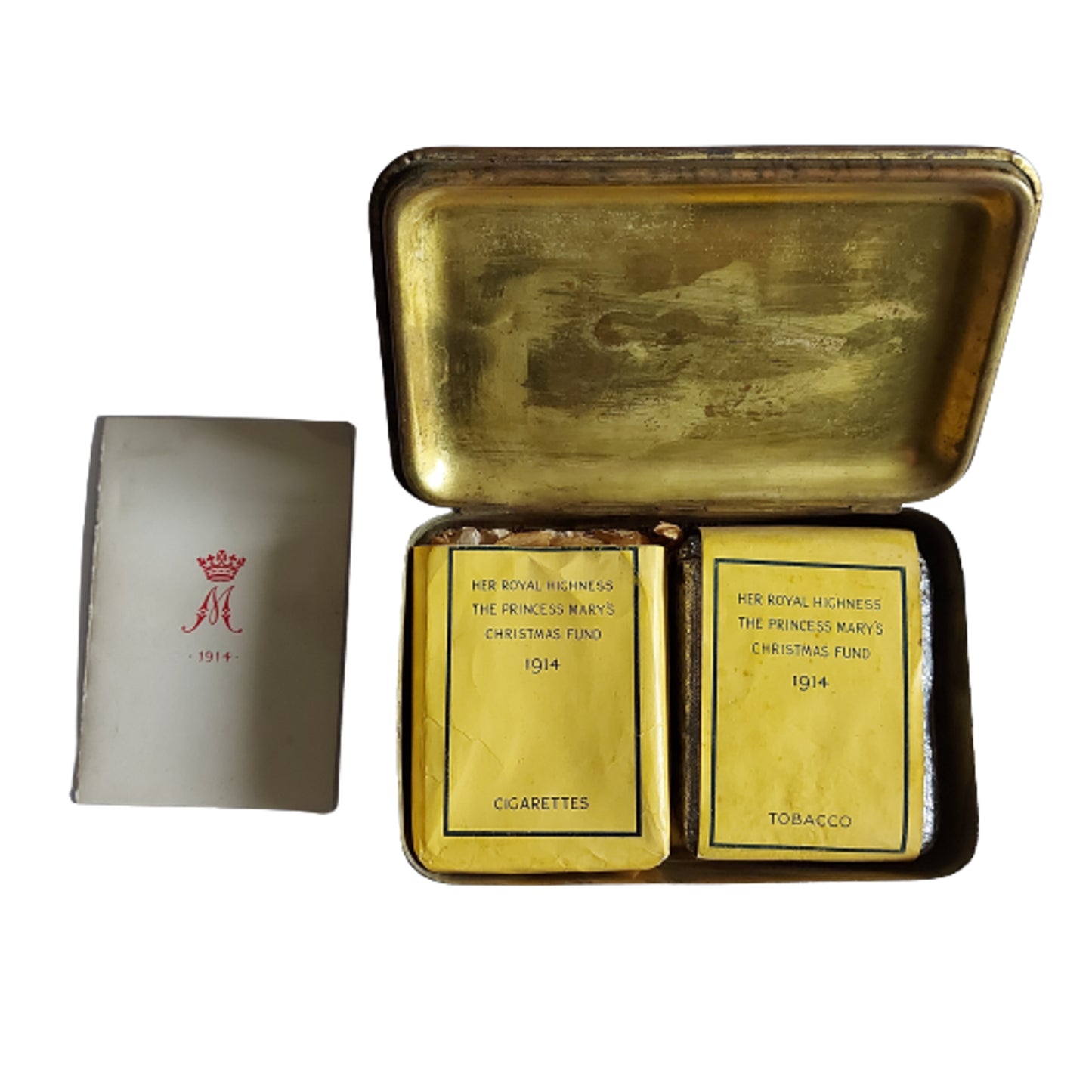 WW1 British-Canadian Princess Mary 1914 Christmas Gift Tin With Contents