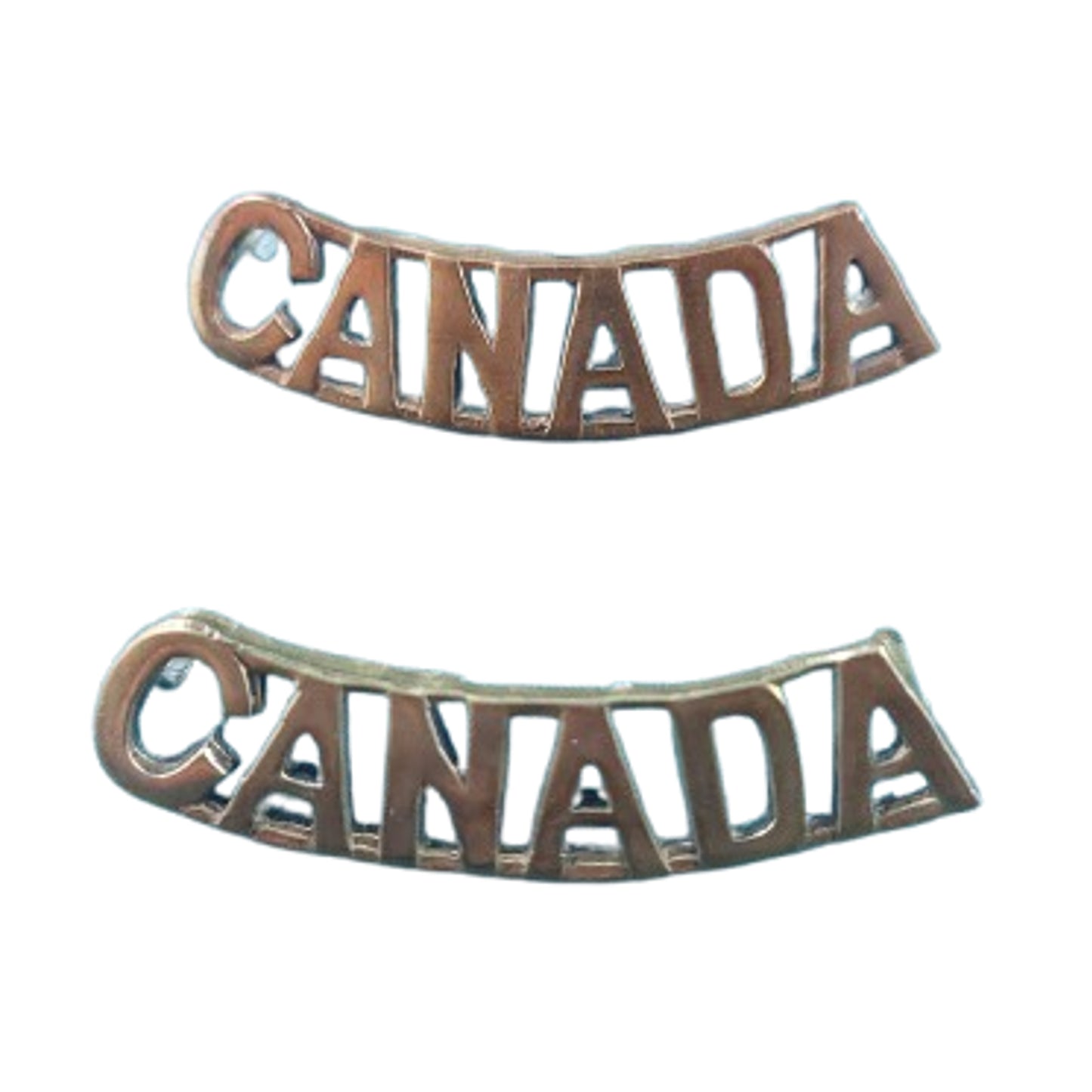 WW2 Canadian CANADA Brass Shoulder Title Pair