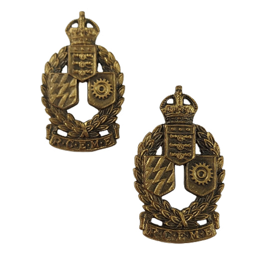 1937 RCEME Royal Canadian Electrical Mechanical Engineers Collar Badge Pair