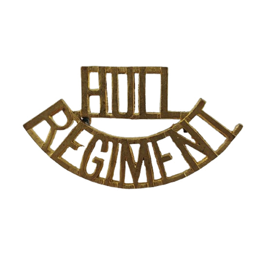 WW2 Canadian Hull Regiment Brass Shoulder Title