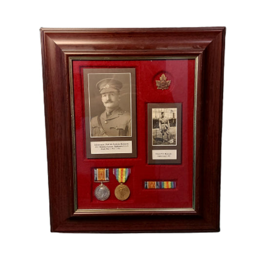 Framed WW1 Canadian Medal Pair With Photos And Research - 226th Battalion - 43rd Battalion Battle Of Passchendaele