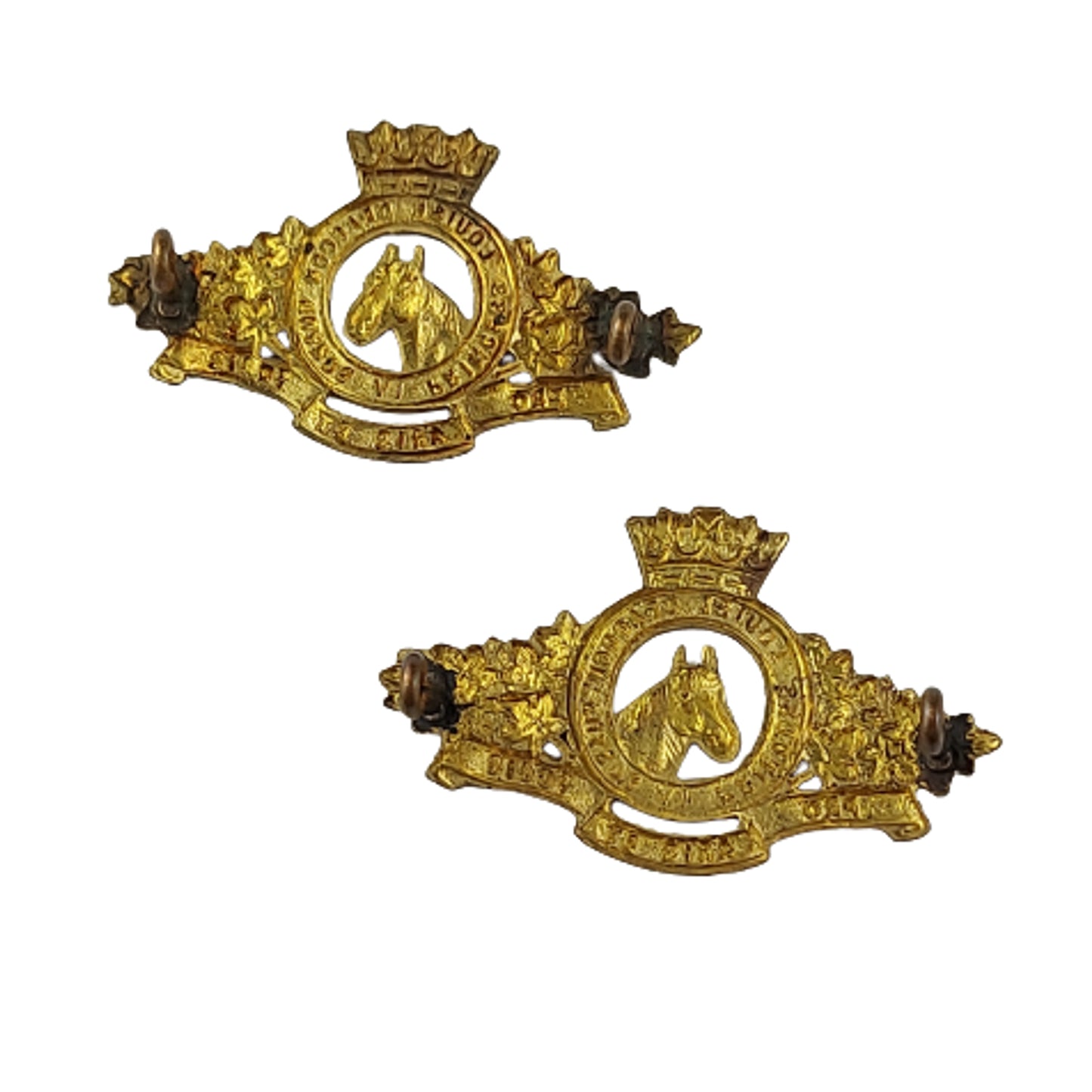 WW2 Canadian 4th Princess Louis Dragoon Guards Collar Badge Pair