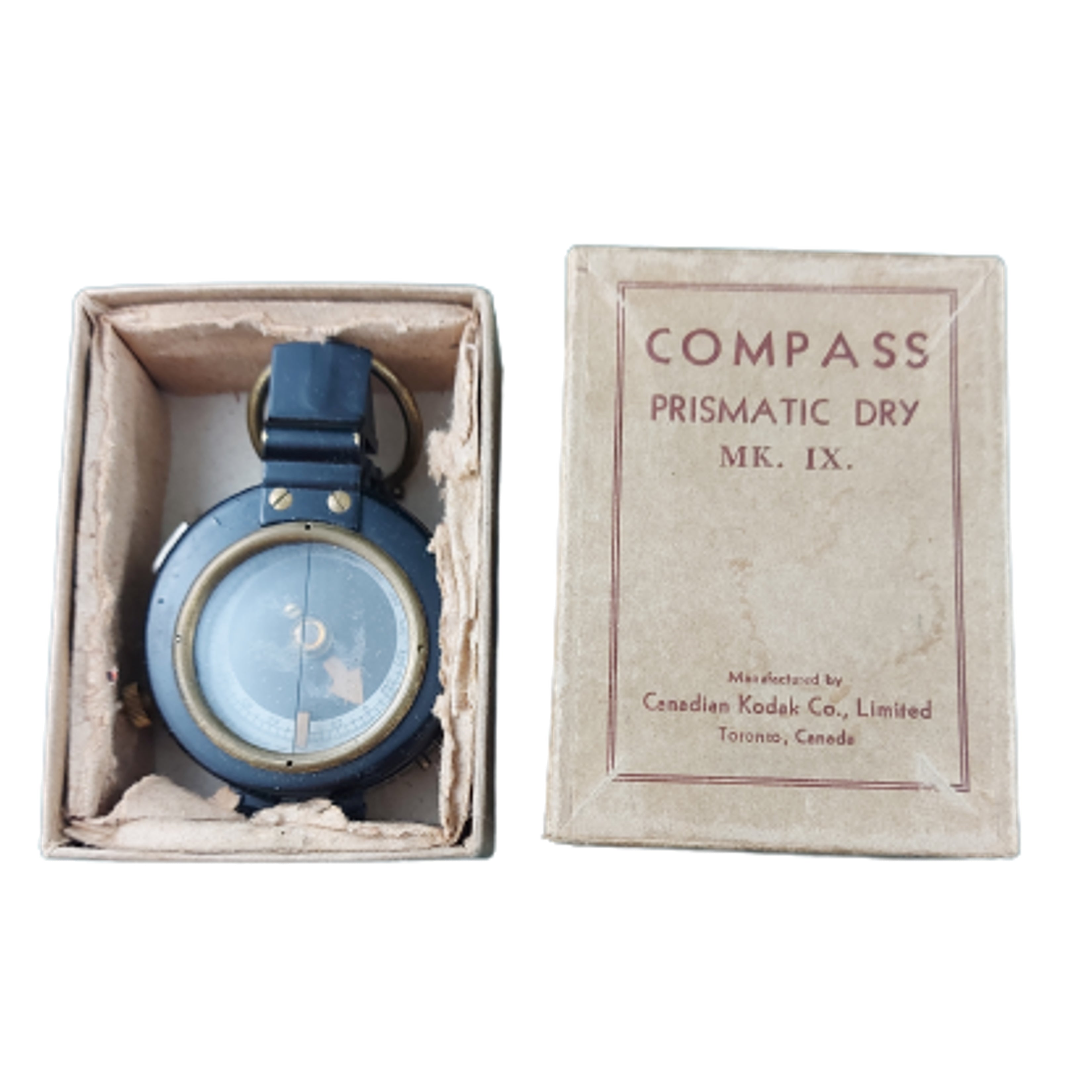 WW2 Mk.IX Prismatic Dry Compass In Issue Cardboard Box -Canadian Kodak ...