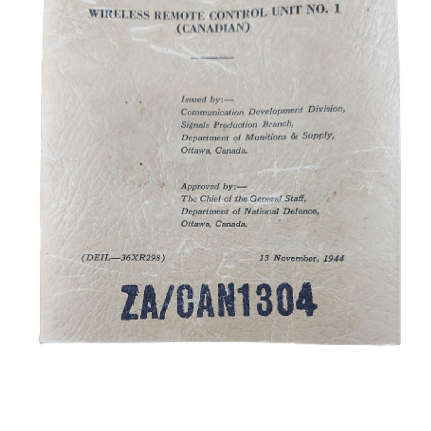 WW2 Canadian Wireless Remote Control Unit No. 1