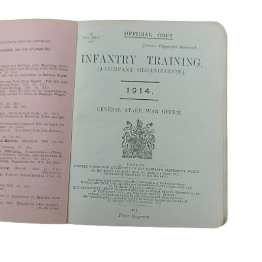 Named WW1 British-Canadian Field Training Manual - Infantry Training 1914