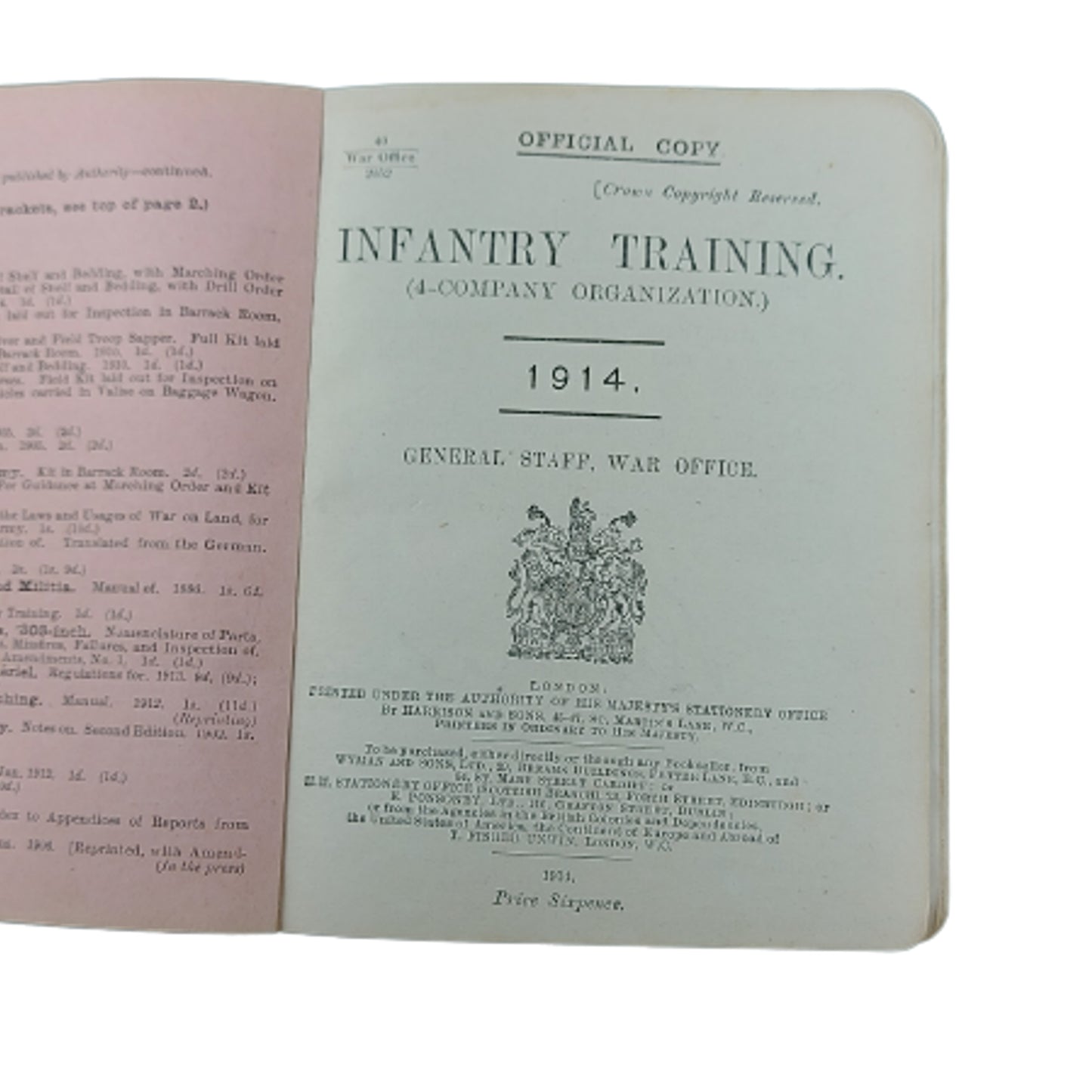 WW1 British Canadian Named Field Training Manual - Infantry Training 1914