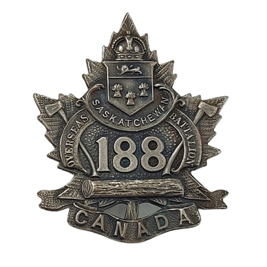 WW1 Canadian 188th Battalion Officer's Cap Badge -Prince Albert, Saskatchewan