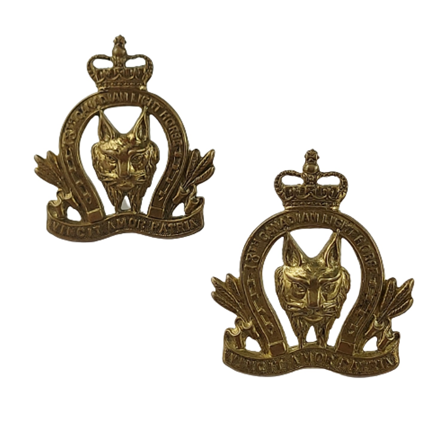 Pre-WW2 1928 18th Canadian Light Horse Collar Badge Pair