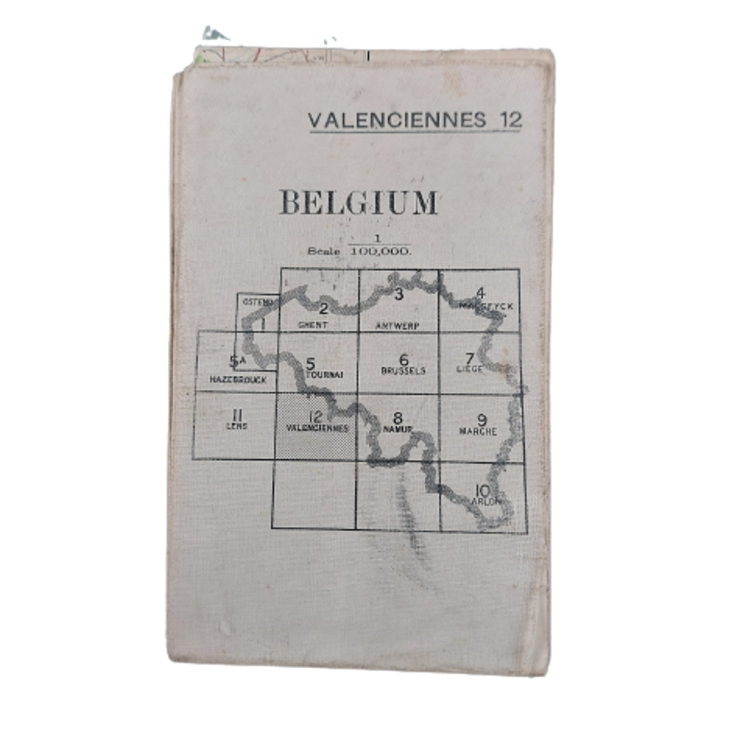 WW1 Linen Geographical Map Of Valeniennes Belgium