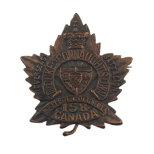 WW1 Canadian 158th Battalion Collar Badge The Duke Of Connaughts Own