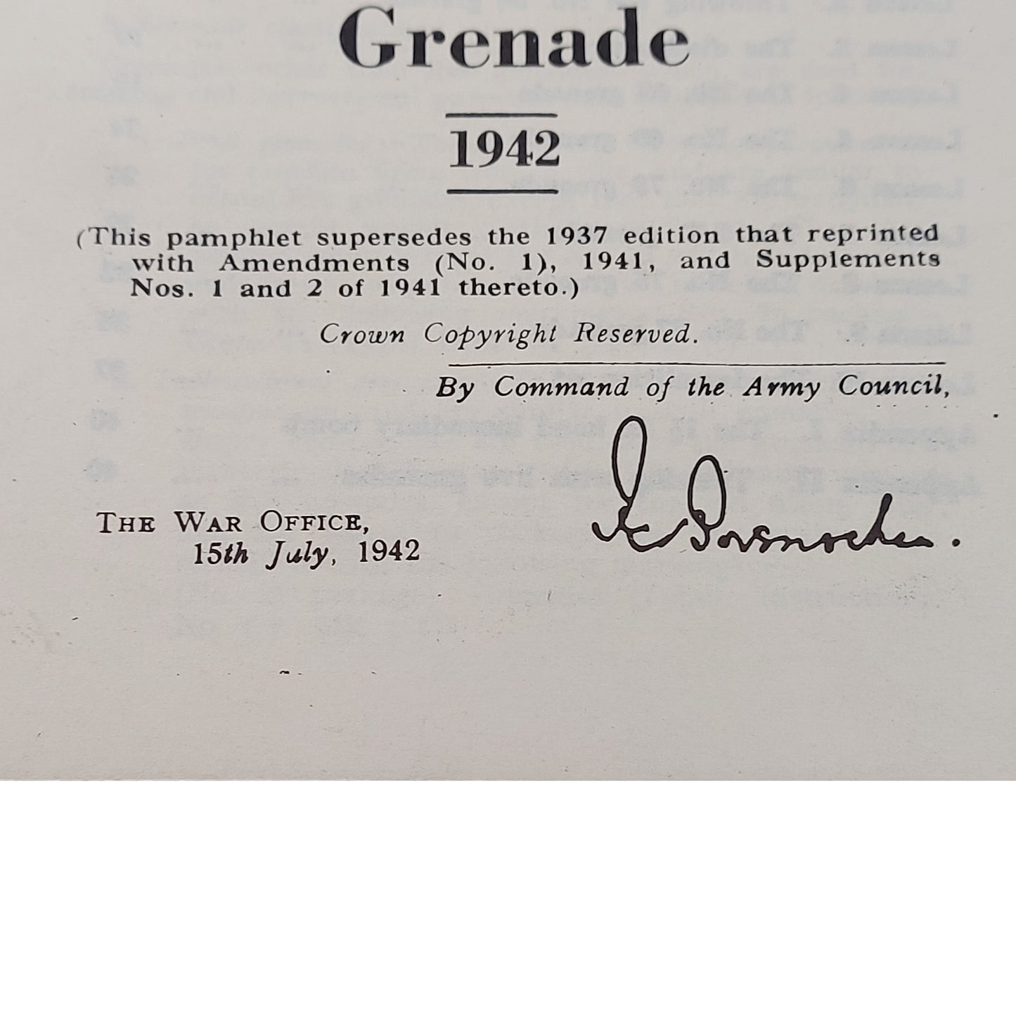 WW2 Canadian Small Arms Training Pamphlet -Grenade