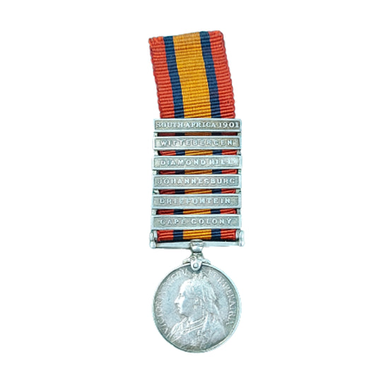 Miniature Canadian-British QSA Queen's South Africa Medal With 6 Bars
