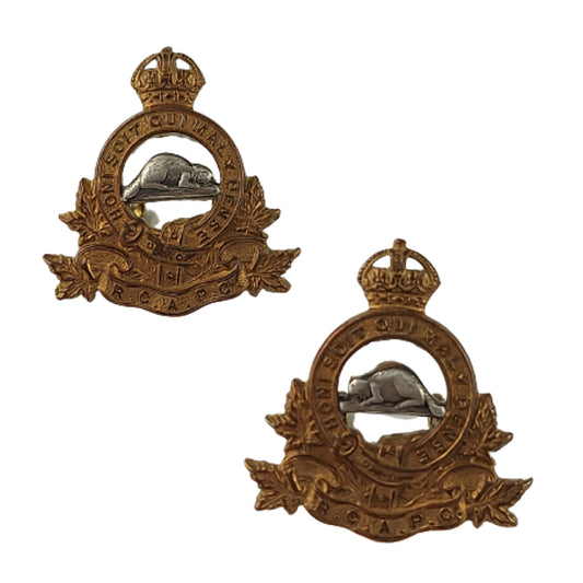 WW2 RCAPC Royal Canadian Army Pay Corps Officer's Collar Badge Pair