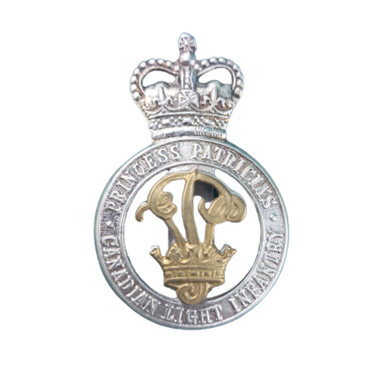 QEII PPCLI Princess Patricias Canadian Light Infantry Officer's Cap Badge -Sterling