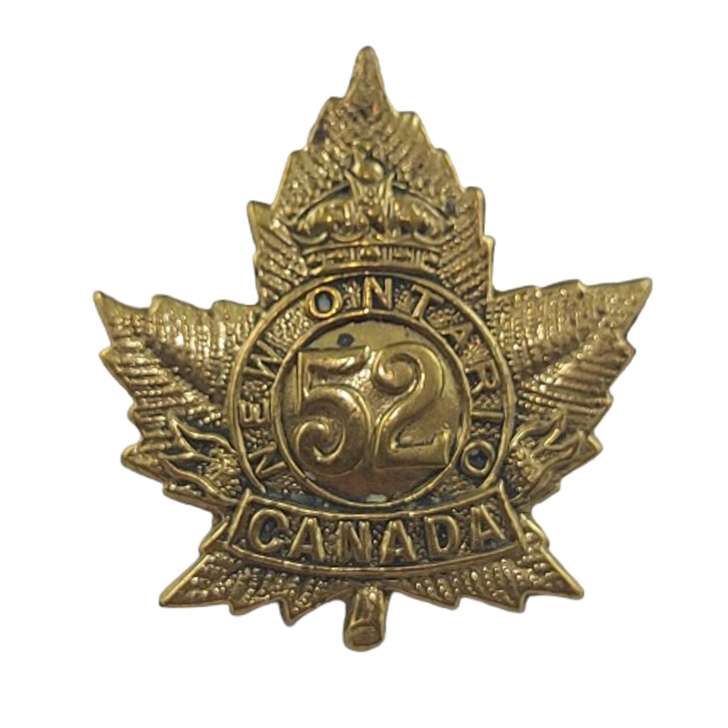 WW1 CEF Canadian 52nd Battalion Collar Badge Port Arthur Ontario