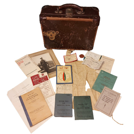 WW2 RCN Royal Canadian Navy Personals Case With Contents HMCS Niobe HMCS Strathcona