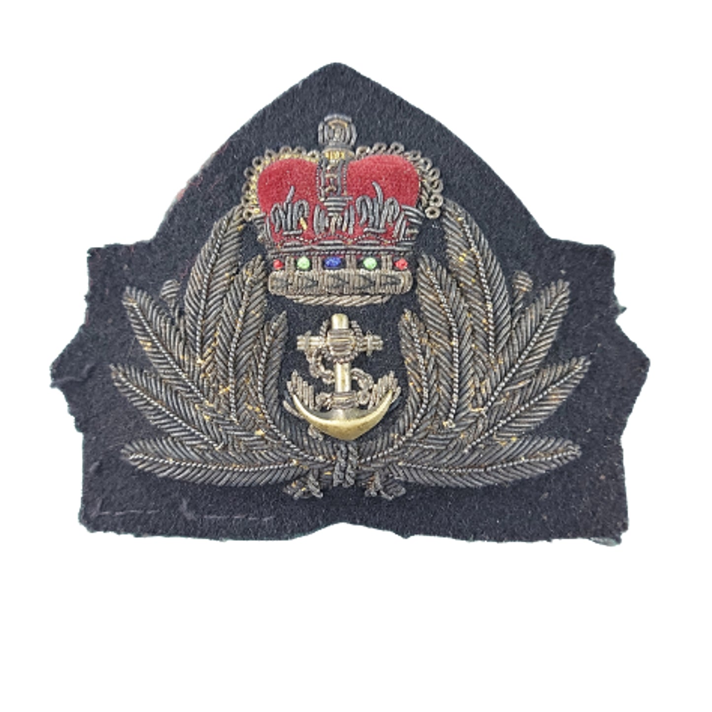 Post-WW2 Canadian British RCN RN Officers Bullion Wire Cap Badge