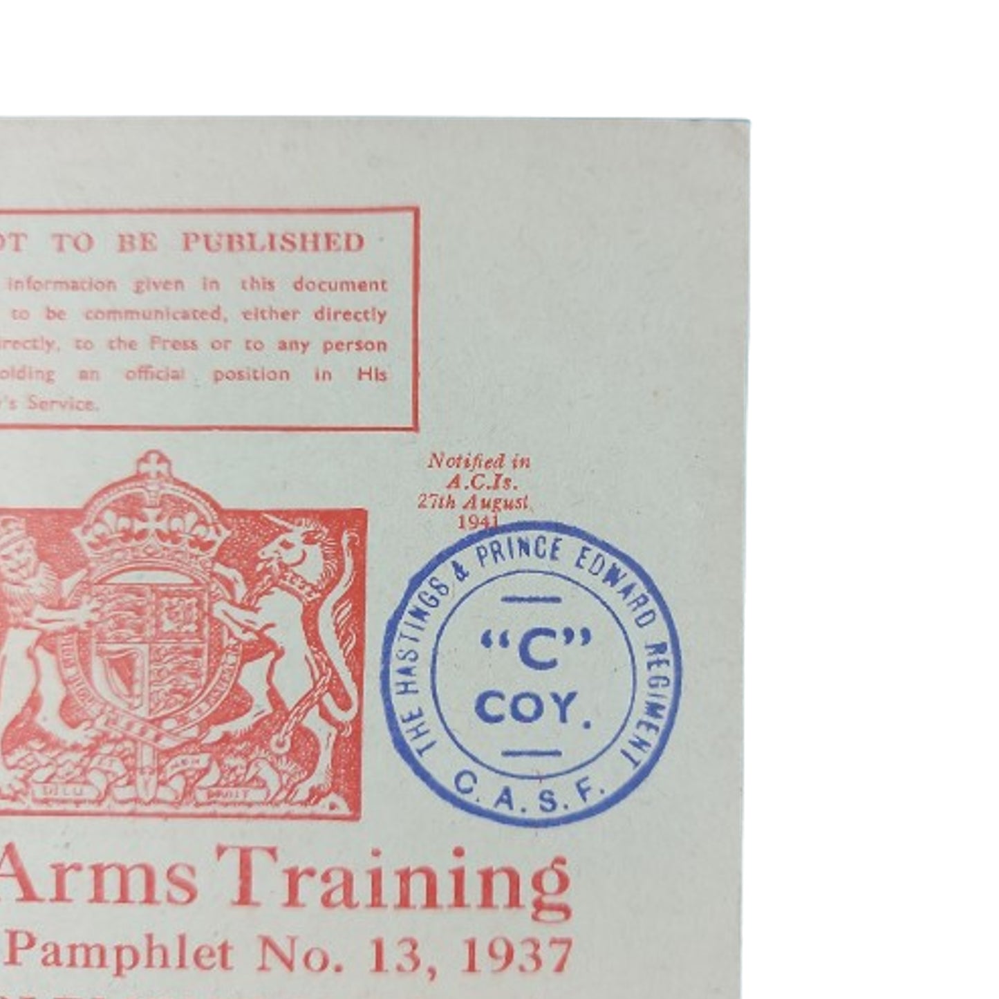WW2 Canadian Training Manual Grenades The Hastings And Price Edward Regiment