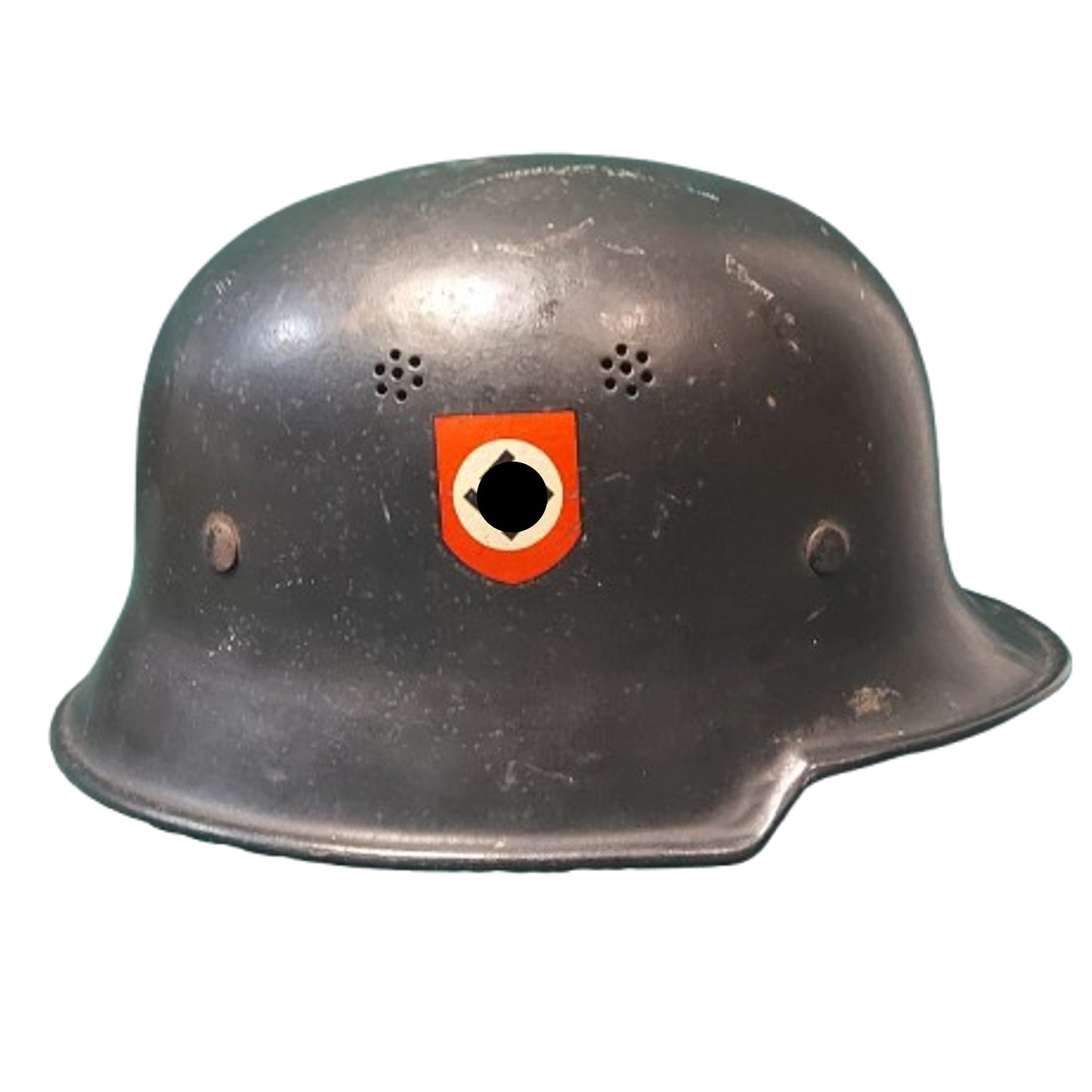 WW2 German M34 Double Decal Feuerschutzpolizei Helmet