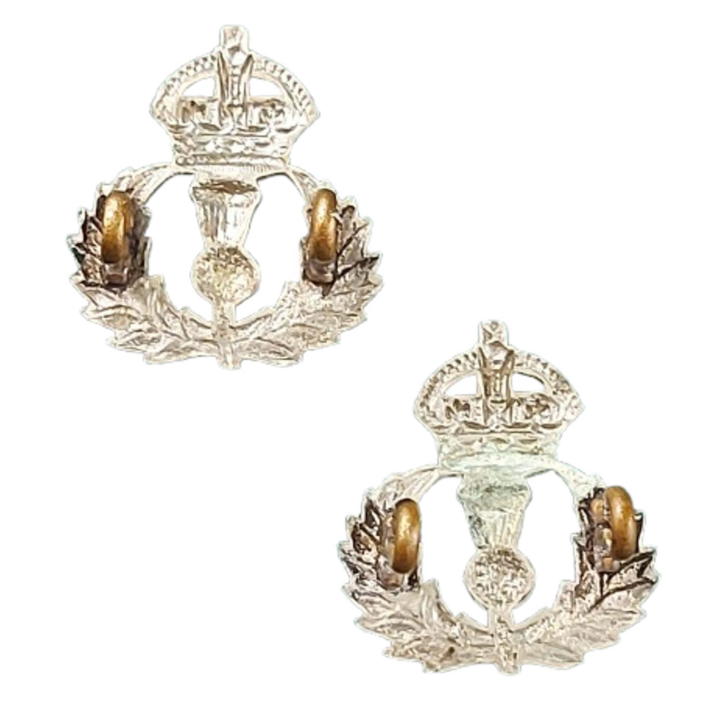 WW2 Canadian Queens Own Cameron Highlanders of Canada Collar Badge Pair