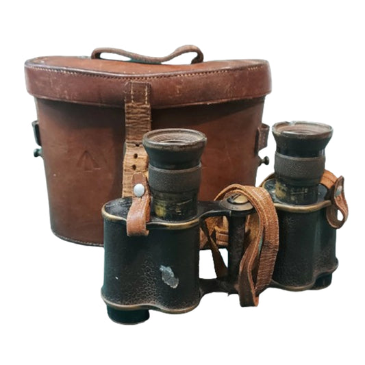 WW1 British Field Binoculars In Case With Service Number 1918