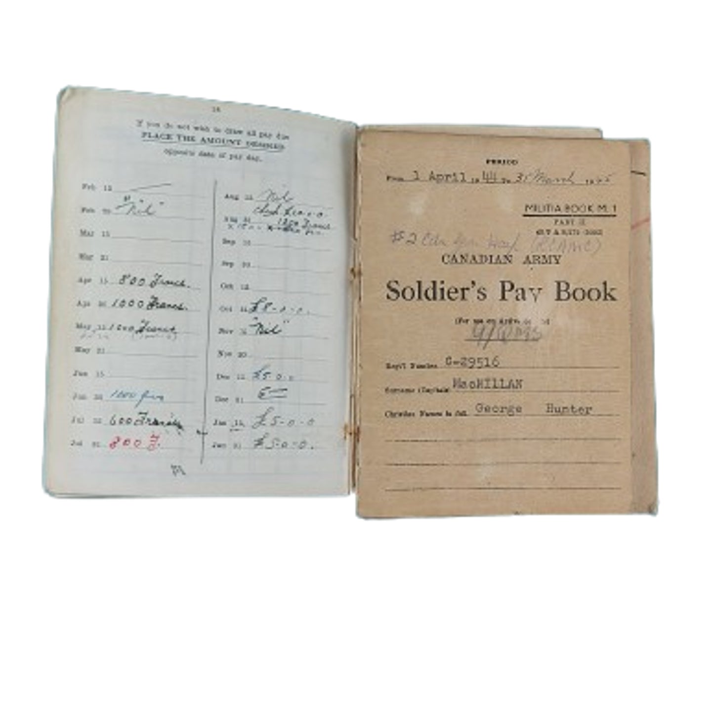WW2 Canadian Pay Book Set RCAMC Royal Canadian Army Medical Corps Training Of Nurses