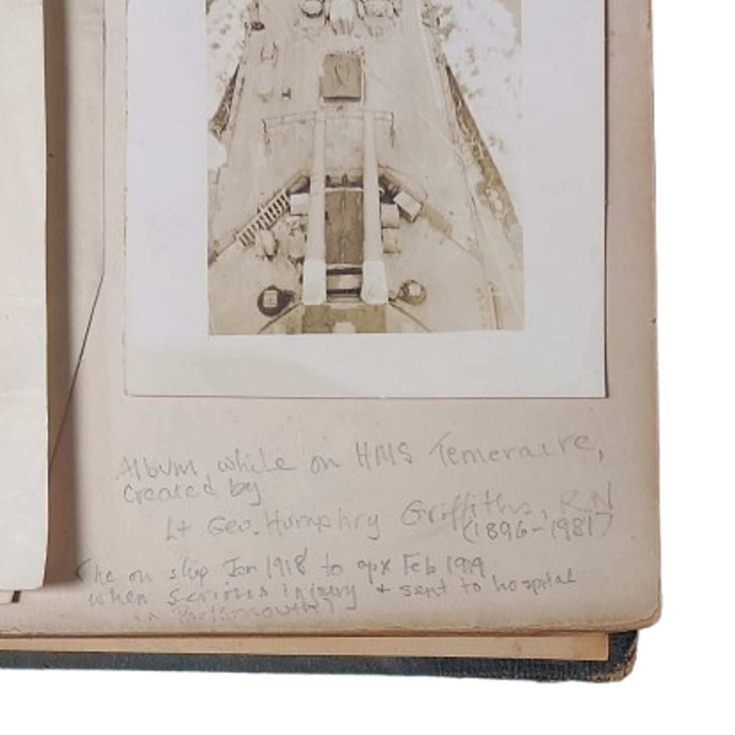 WW1 British RN Royal Navy Named Photo And Album Archive Of Lt. George Humphry Griffiths
