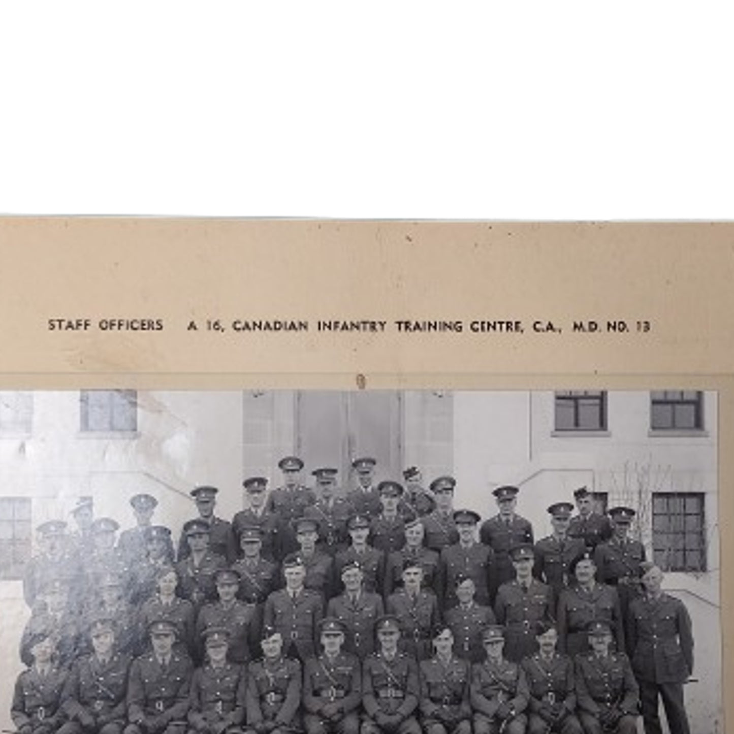 WW2 Canadian Photograph On Matte Board Staff Officers Canadian Infantry Training Centre MD 13