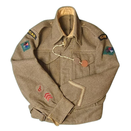 WW2 Canadian PCMR Pacific Coast Mountain Rangers Battle Dress Tunic And I.D. Tags