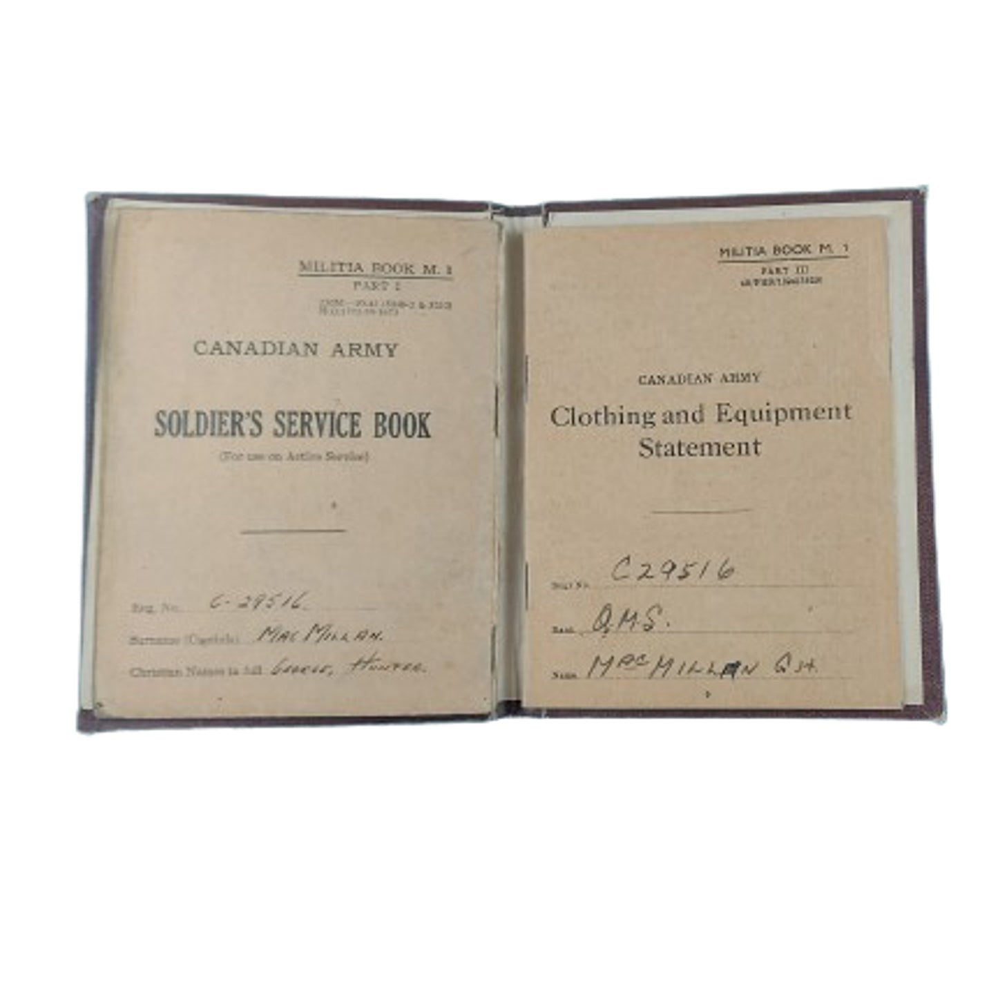 WW2 Canadian Pay Book Set RCAMC Royal Canadian Army Medical Corps Training Of Nurses