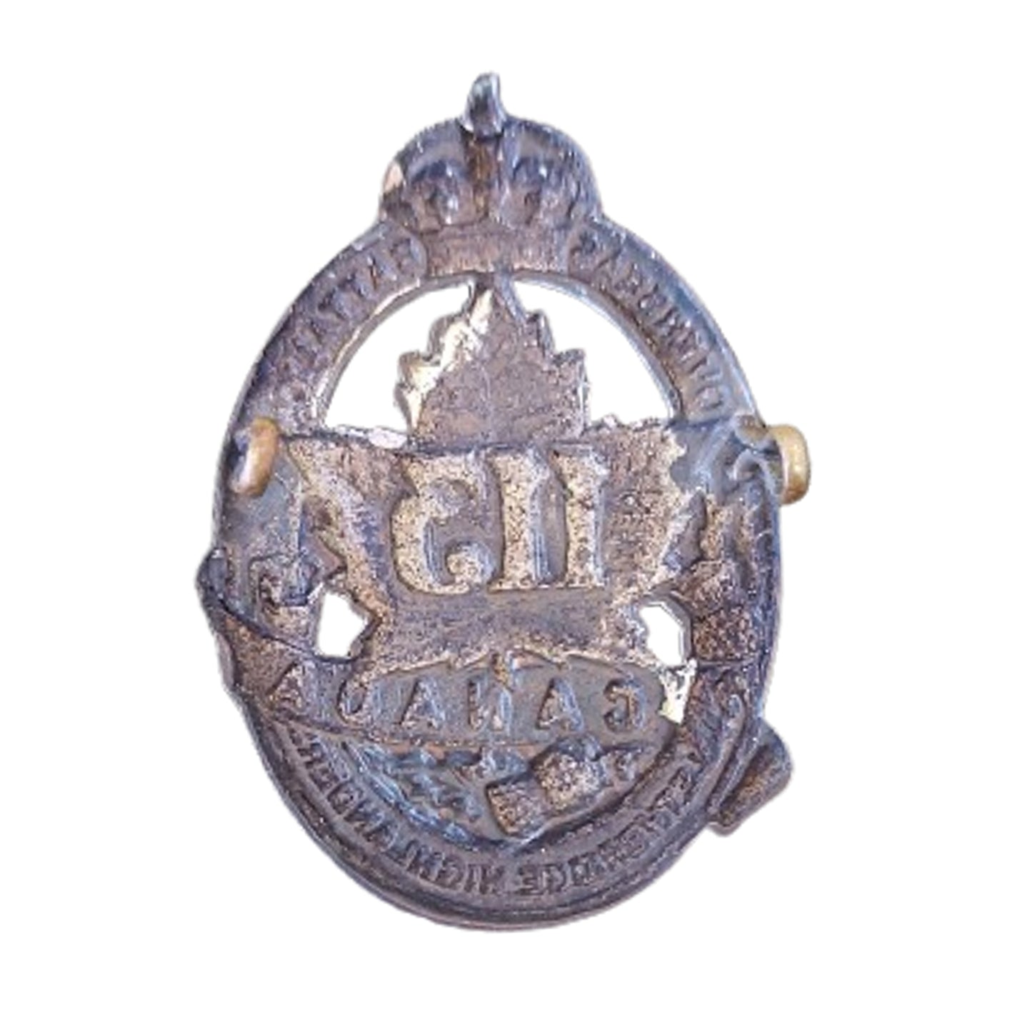 WW1 Canadian 113th Battalion Cap Badge - Lethbridge Highlanders - D.E. Black